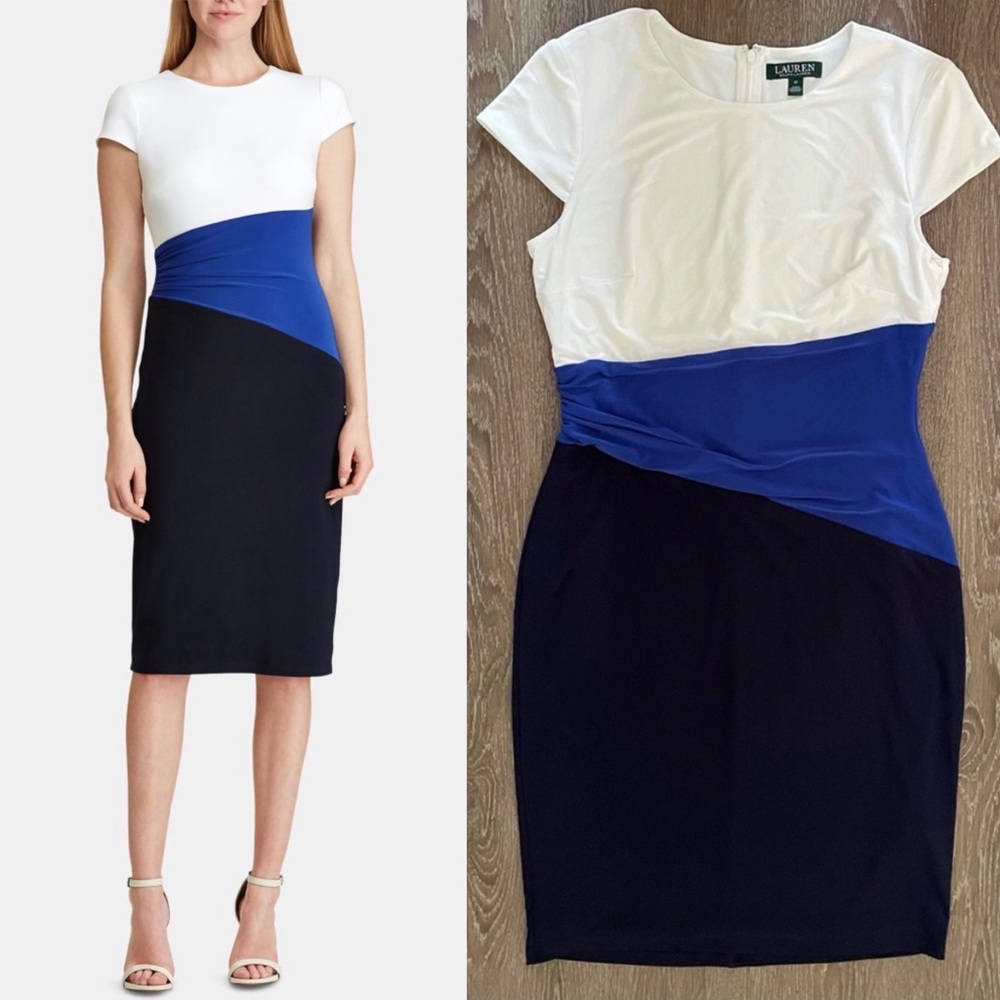 NÉW Lauren Ralph Lauren Dress Fenton colorblock  size 10